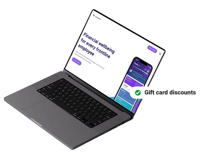 Wagestream website in laptop 
