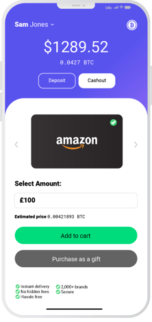 Crypto Cash Out to Gift Card Phone Mock up 