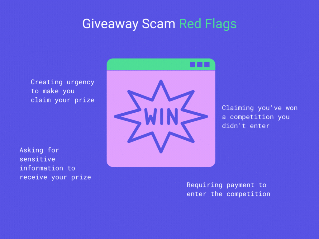 giveaway scam red flags