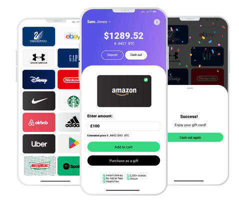 Cash-out crypto to fiat. Use of digital gift cards in crypto. 