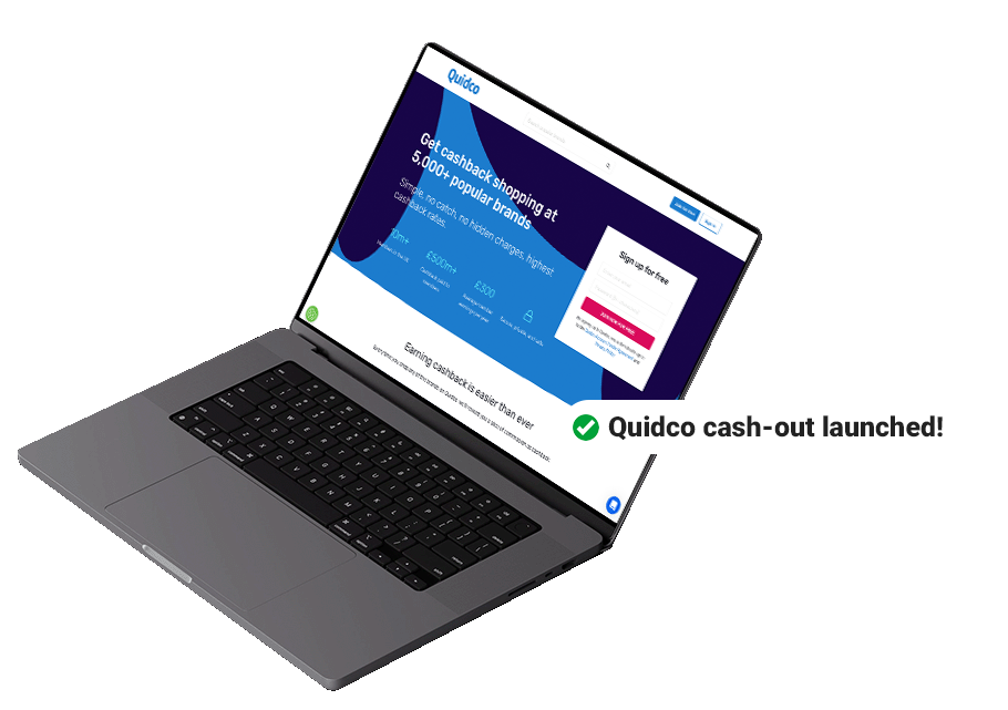 Quidco Laptop - Cash-out cashback to a digital gift card