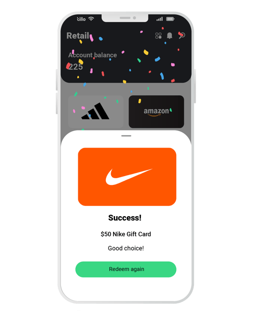 Redeeming loyalty balance for a Nike gift card