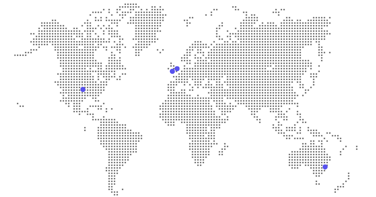 Map showing location of Tillo offices in Austin, London, Brighton and Sydney 